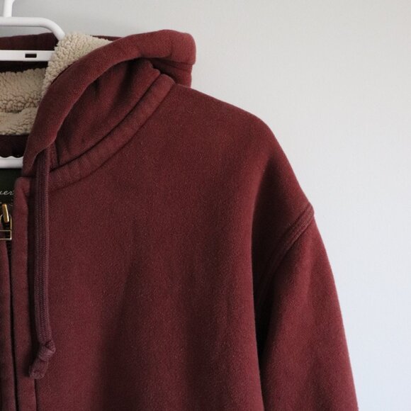 Eddie‎ Bauer Men's Sz XXL Red Full Zip Hooded Long Sleeve Sherpa Pocket Sweater - Picture 6 of 15